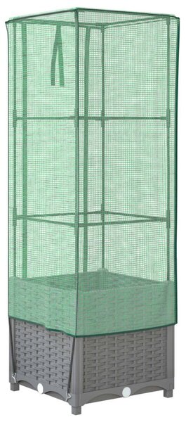 Rattan megjelenésű magaságyás melegháztakaróval 40x40x139 cm