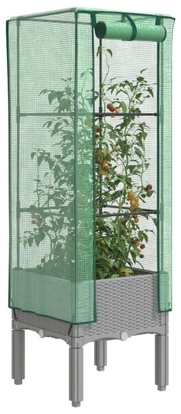 Rattan megjelenésű magaságyás melegháztakaróval 40x40x140 cm