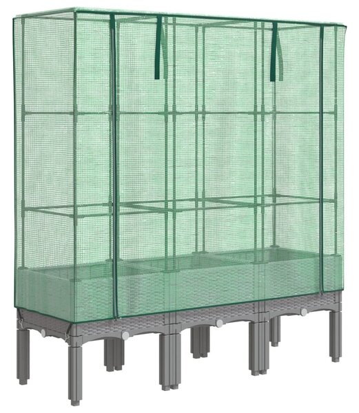 Rattan megjelenésű magaságyás melegháztakaróval 120x40x140 cm