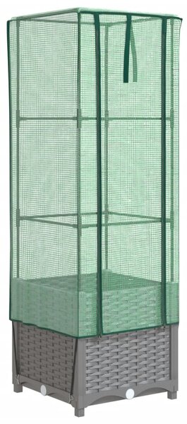 Rattan megjelenésű magaságyás melegháztakaróval 40x40x139 cm
