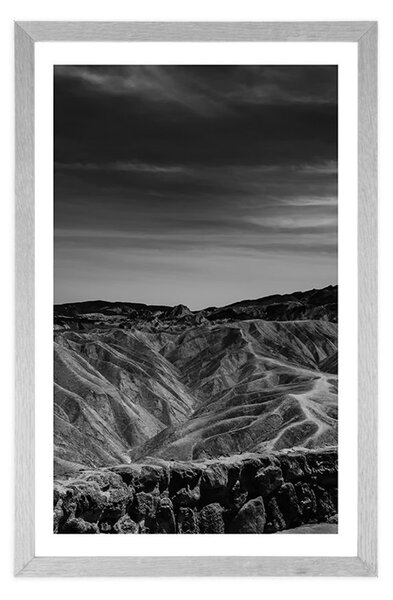 Poszter paszportuval Death Valley Nemzeti Park fekete-fehérben