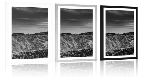 Poszter paszportuval Death Valley Nemzeti Park fekete-fehérben