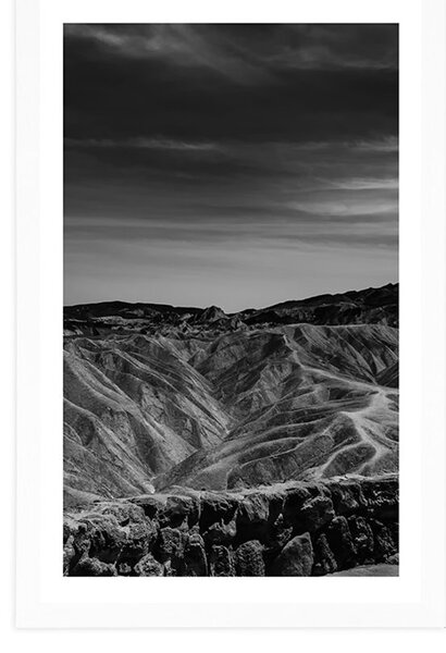 Poszter paszportuval Death Valley Nemzeti Park fekete-fehérben