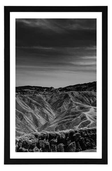 Poszter paszportuval Death Valley Nemzeti Park fekete-fehérben
