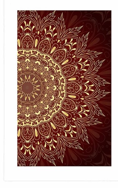 Poszter paszportuval arany Mandala bordó háttéren