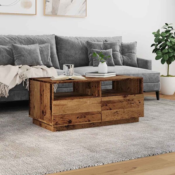 Antik fa színű dohányzóasztal LED-lámpákkal 90 x 49 x 40 cm