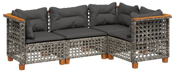 4 részes szürke polyrattan kerti ülőgarnitúra párnákkal