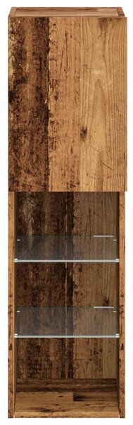 Antik fa színű TV-szekrény LED-lámpákkal 30,5 x 30 x 102 cm