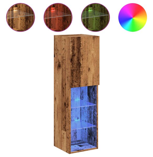 Antik fa színű TV-szekrény LED-lámpákkal 30,5 x 30 x 102 cm
