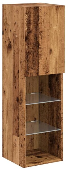 Antik fa színű TV-szekrény LED-lámpákkal 30,5 x 30 x 102 cm