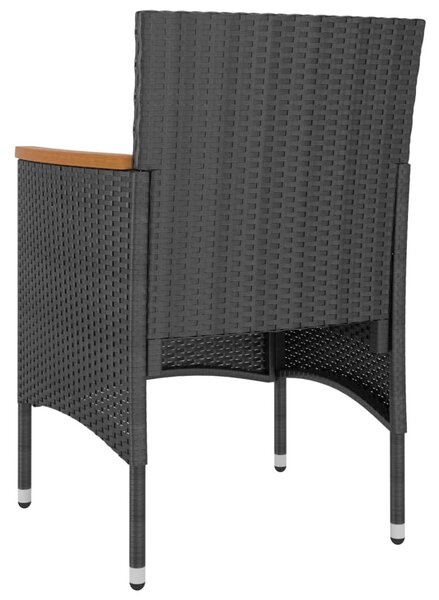 4 részes fekete polyrattan kerti szék- és zsámolyszett