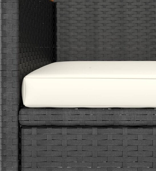 4 részes fekete polyrattan kerti szék- és zsámolyszett