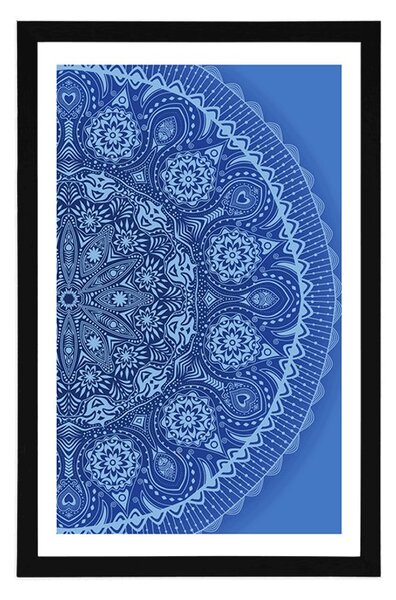 Poszter paszportuval díszítő Mandala csipkével, kék színben