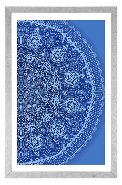 Poszter paszportuval díszítő Mandala csipkével, kék színben