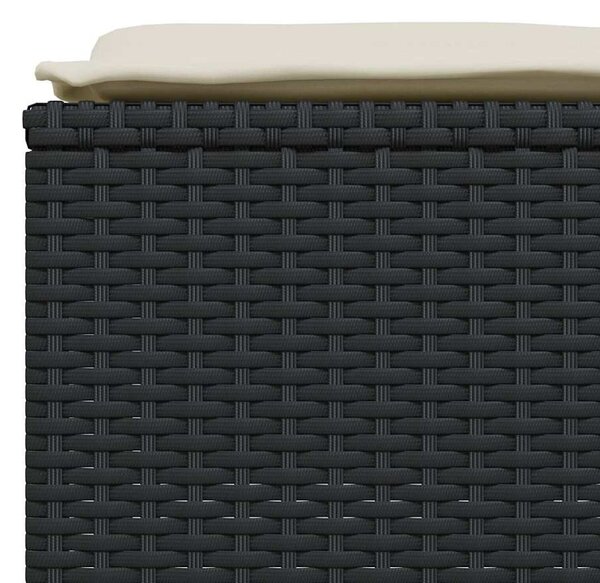 4 db fekete polyrattan kerti szék párnákkal