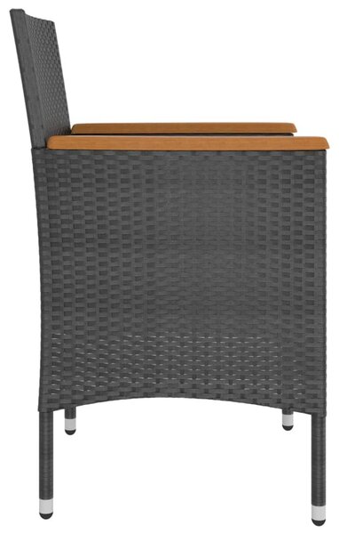 4 részes fekete polyrattan kerti szék- és zsámolyszett