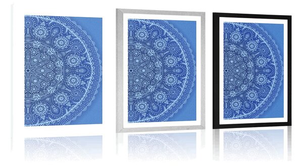 Poszter paszportuval díszítő Mandala csipkével, kék színben