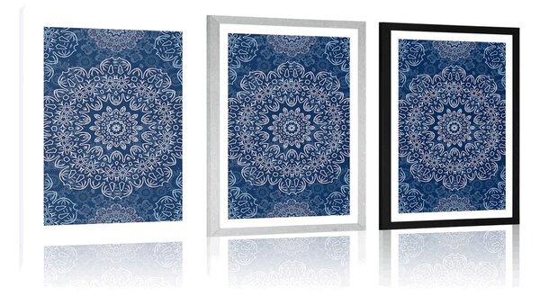Poszter paszportuval kék Mandala absztrakt mintával