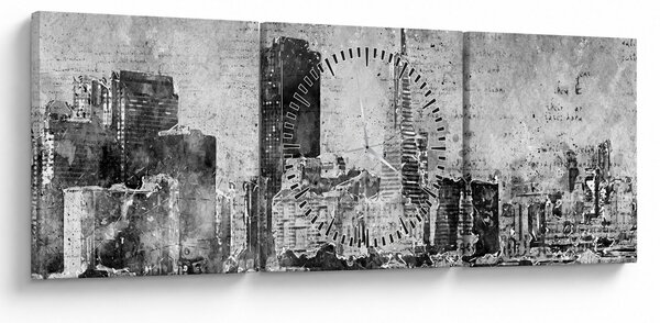 Kép - Kávé művészeti város (órával) (90x30 cm)