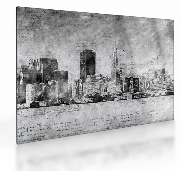 Üveg kép - Kávé művészeti város (70x50 cm)