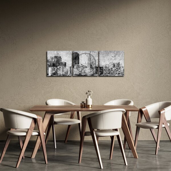 Kép - Kávé művészeti város (órával) (90x30 cm)