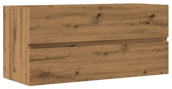 Kézműves tölgy színű szerelt fa mosdószekrény 100 x 38,5 x 45cm