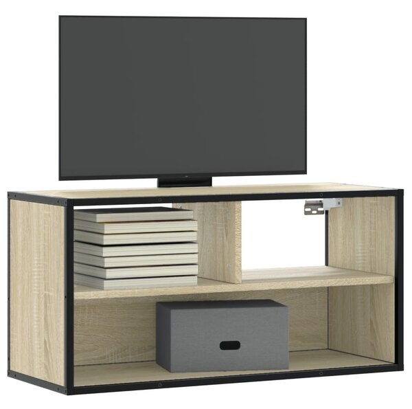 Sonoma tölgy színű szerelt fa és fém TV-szekrény 80x31x39,5 cm