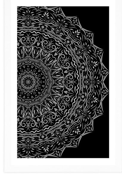 Poszter paszportuval Mandala vintage stílusban fekete fehérben