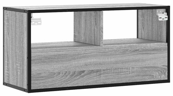 Szürke sonoma színű szerelt fa és fém TV-szekrény 80x31x39,5 cm
