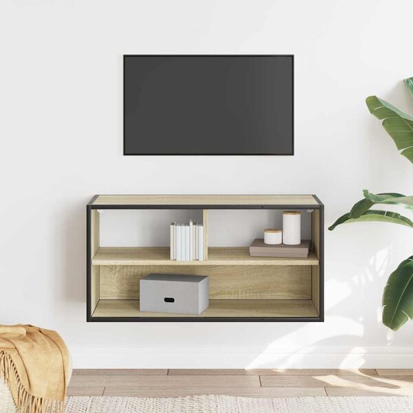 Sonoma tölgy színű szerelt fa és fém TV-szekrény 80x31x39,5 cm