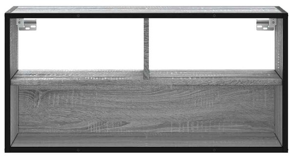 Szürke sonoma színű szerelt fa és fém TV-szekrény 80x31x39,5 cm