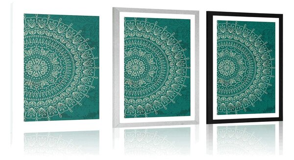 Poszter paszportuval kézzel rajzolt Mandala