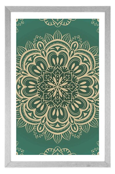 Poszter paszportuval Mandala türkiz háttéren