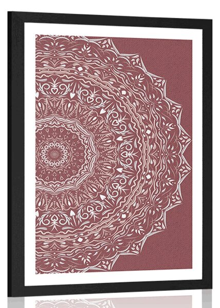 Poszter paszportuval Mandala vintage stílusban rózsaszínben