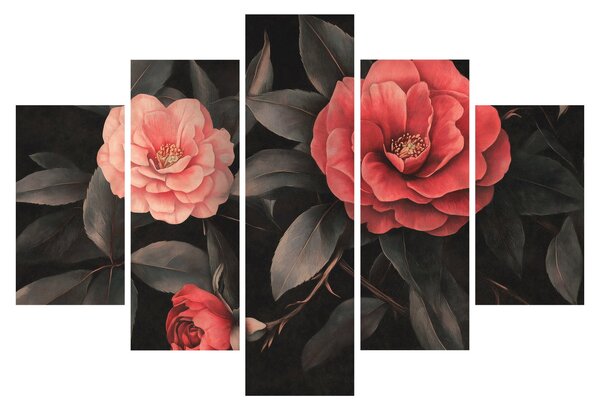 Kép - Vörös virágok sötét háttér előtt (150x105 cm)