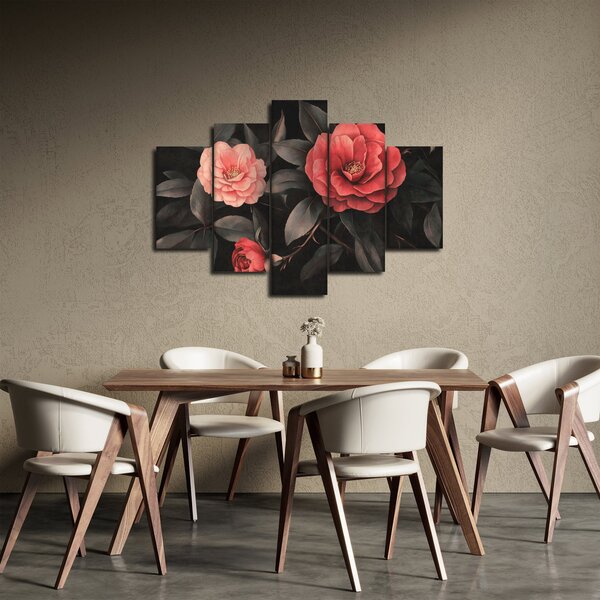 Kép - Vörös virágok sötét háttér előtt (150x105 cm)