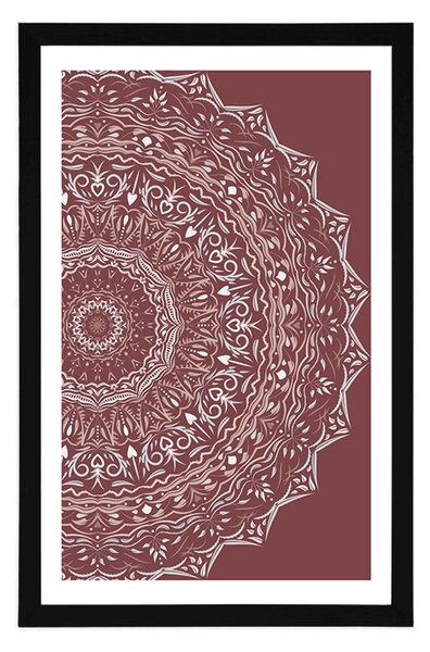 Poszter paszportuval Mandala vintage stílusban rózsaszínben
