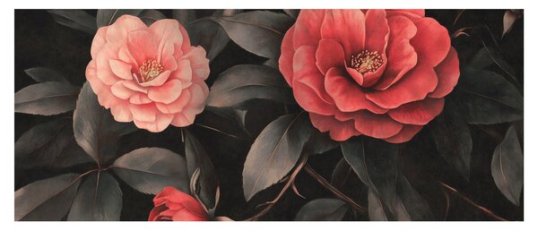 Kép - Vörös virágok sötét háttér előtt (120x50 cm)