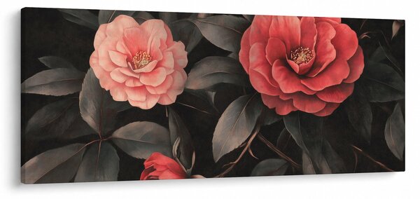 Kép - Vörös virágok sötét háttér előtt (120x50 cm)