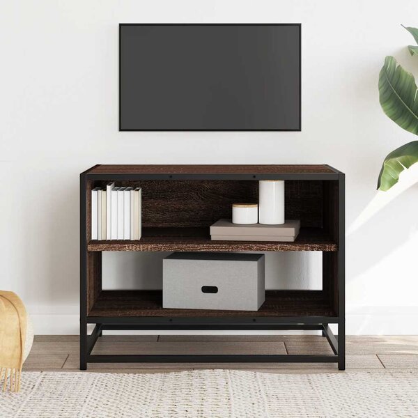 Barna tölgy színű szerelt fa és fém TV-szekrény 61x40x46 cm