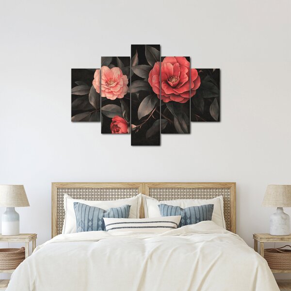 Kép - Vörös virágok sötét háttér előtt (150x105 cm)