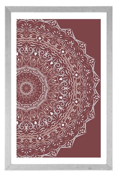 Poszter paszportuval Mandala vintage stílusban rózsaszínben