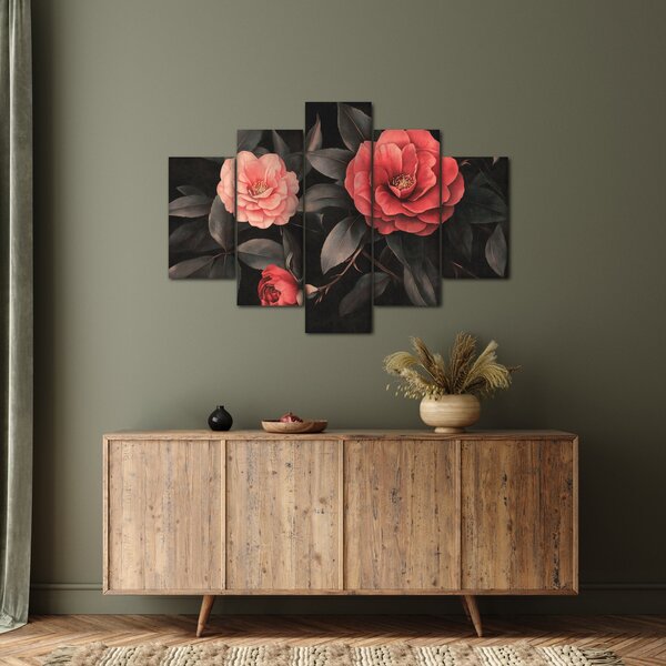 Kép - Vörös virágok sötét háttér előtt (150x105 cm)
