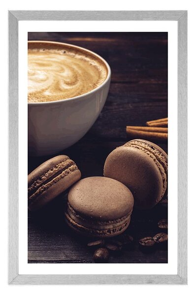Poszter paszportuval kávé és csokis macaroons