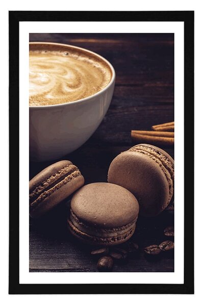 Poszter paszportuval kávé és csokis macaroons