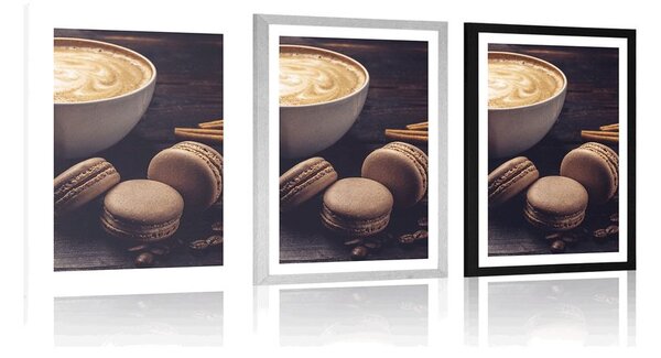 Poszter paszportuval kávé és csokis macaroons
