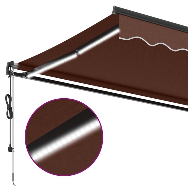 Barna automata kihúzható LED-es napellenző 600 x 300 cm