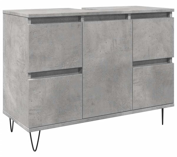 Betonszürke szerelt fa fürdőszobaszekrény 80 x 33 x 60 cm
