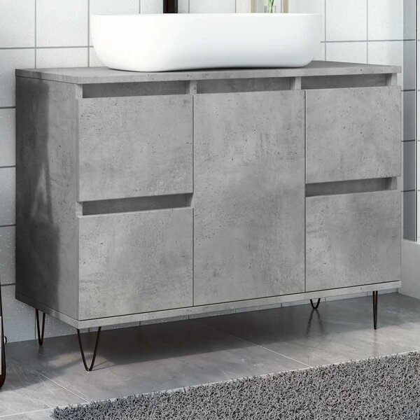Betonszürke szerelt fa fürdőszobaszekrény 80 x 33 x 60 cm