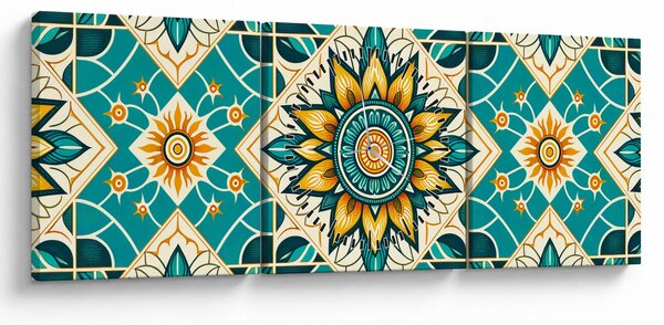 Kép - Türkiz minta (órával) (90x30 cm)